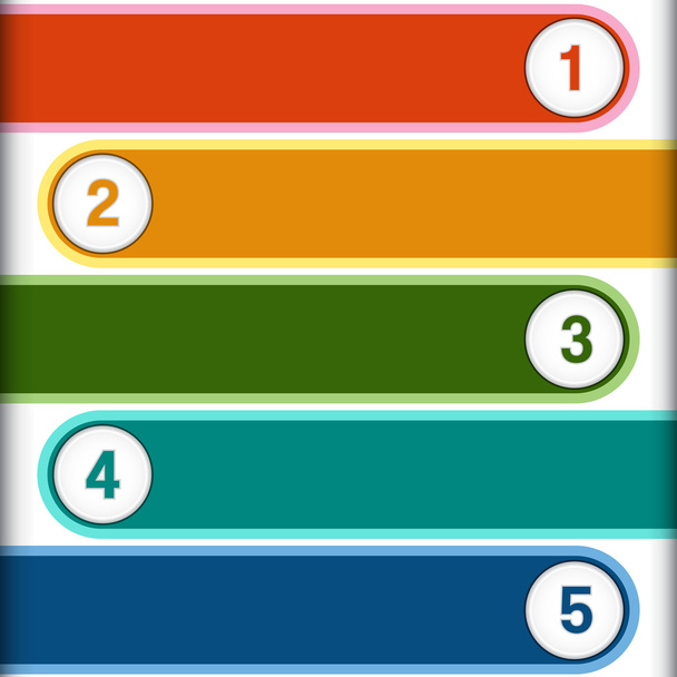 5 numbered multi-coloured strips - Foto, Imagem
