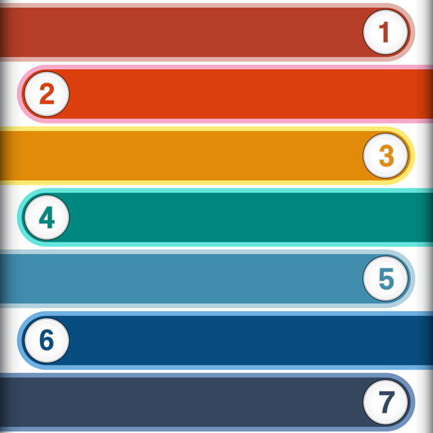 7 numbered multi-coloured strips - Foto, Bild