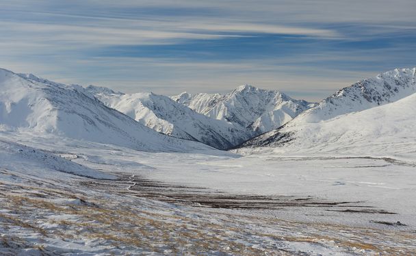 Beautiful winter landscape, Altai mountains Russia. - Fotoğraf, Görsel