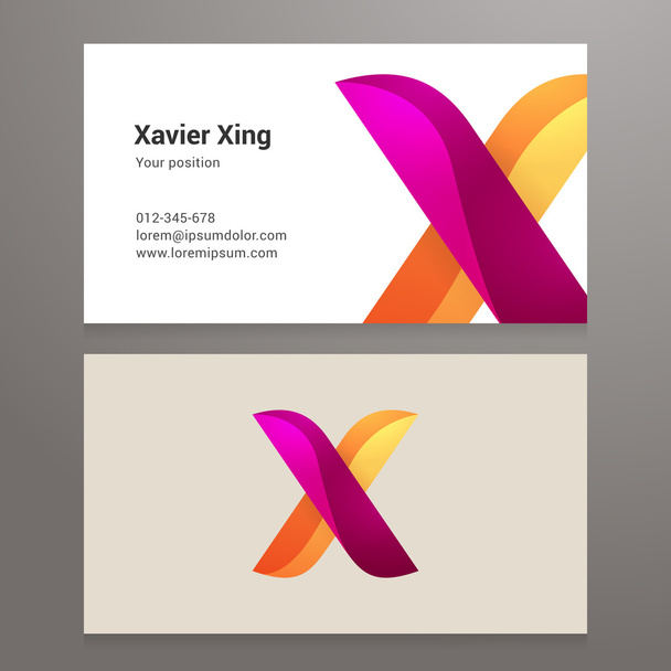 Σύγχρονη γράμμα x πρότυπο στριμμένα επαγγελματική κάρτα - Διάνυσμα, εικόνα