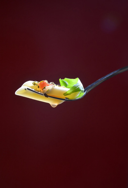 fork with macaroni, oregano and tomatoes - Photo, Image
