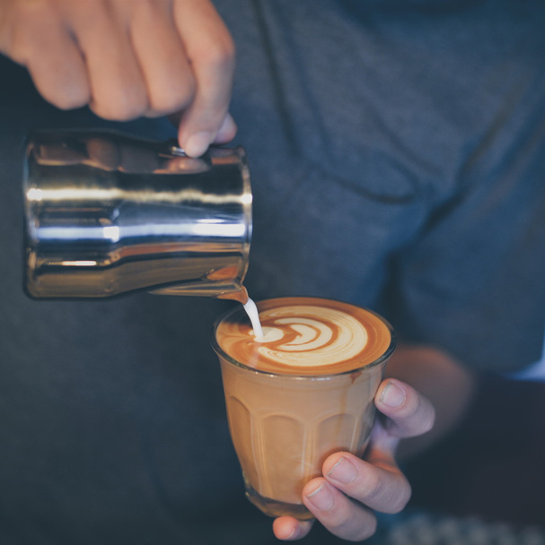 cup of coffee latte art - Foto, Bild