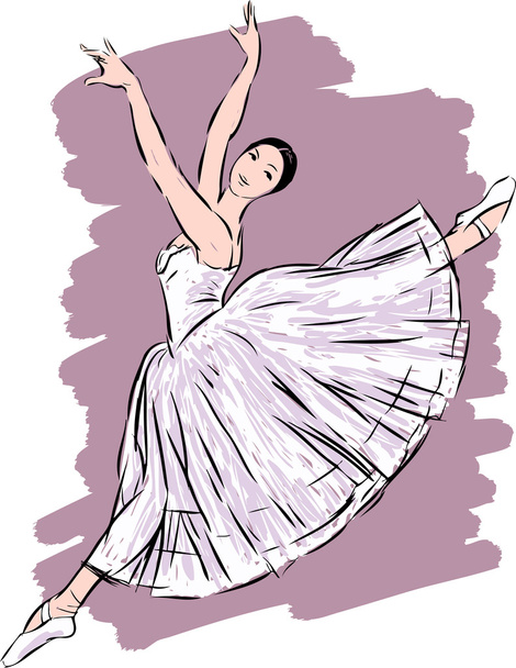 dans eden bir balerin taslağını - Vektör, Görsel