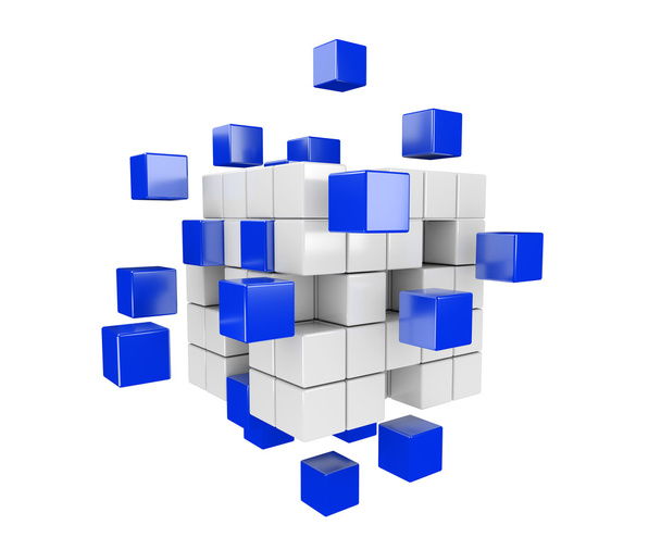 3D cubos azules y blancos
 - Foto, imagen