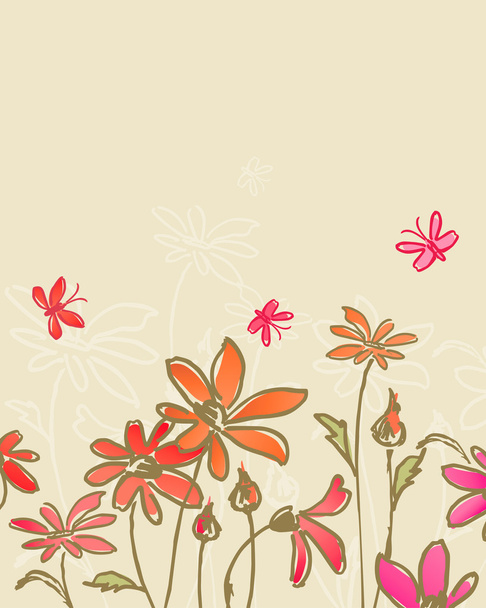 drawn field flowers - Vector, imagen