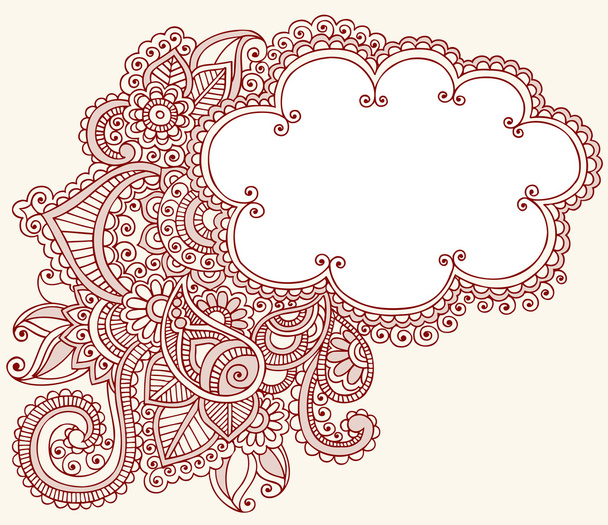 henna paisley bloem doodle wolk kader vector ontwerpelement - Vector, afbeelding