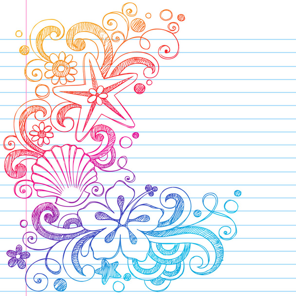 Verano incompleto Tropical Hibiscus Flor Doodle Vector
 - Vector, Imagen
