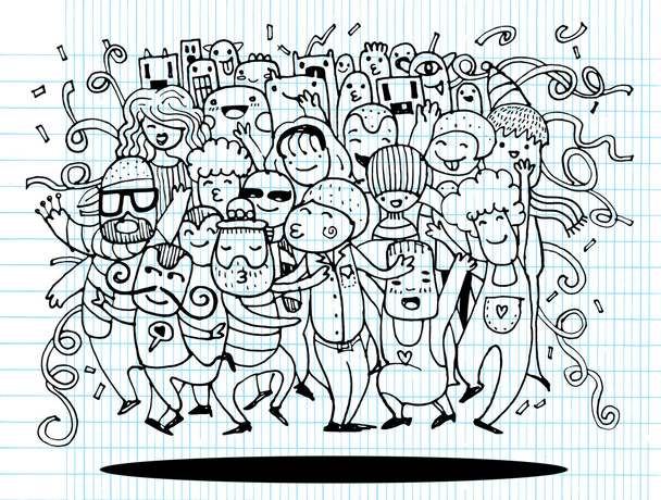 El çizimi, komik Doodle parti insanlar - Fotoğraf, Görsel