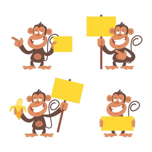Μαϊμού και κενό πλακάτ - Διάνυσμα, εικόνα