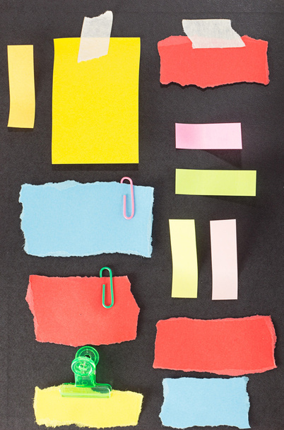 set of colorful notepaper on black  - Photo, Image