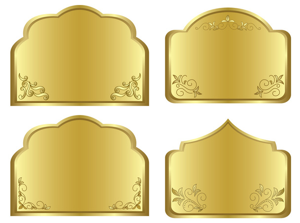 Marcos de oro con decoración floral - conjunto de vectores
 - Vector, Imagen