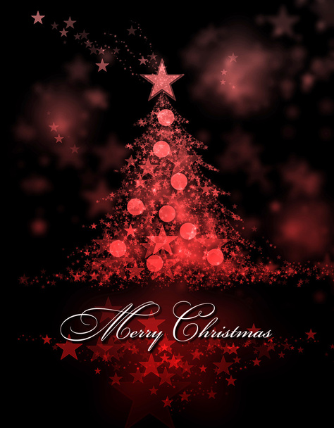 Wesołych Świąt Bożego Narodzenia. Czerwone tło z choinki i Wesołych Świąt Bożego Narodzenia tekst - Zdjęcie, obraz