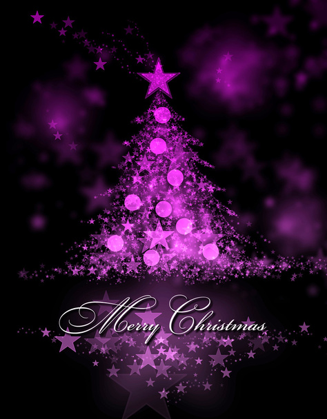 メリー クリスマス。クリスマス ツリーとメリー クリスマス テキストとピンクの背景 - 写真・画像