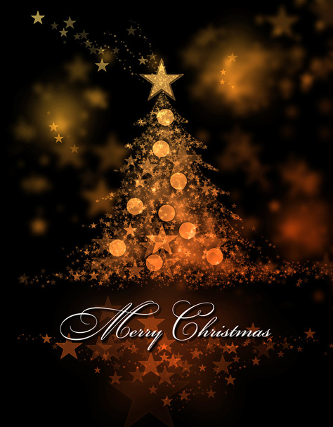 Wesołych Świąt Bożego Narodzenia. Pomarańczowy tło z choinki i Wesołych Świąt Bożego Narodzenia tekst - Zdjęcie, obraz