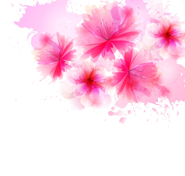 Watercolor background with colorful flowers - Vecteur, image