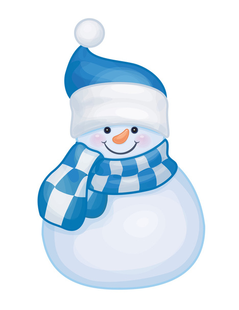 снеговик в шарфе и кепке
 - Вектор,изображение