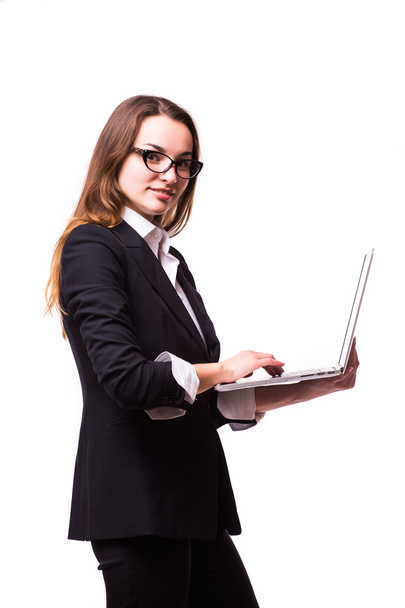 junge Geschäftsfrau mit Laptop - Foto, Bild