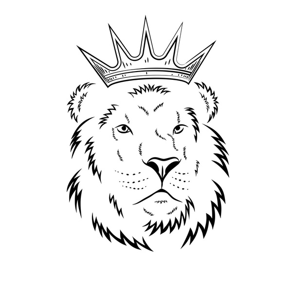 Cabeza de león en corona - ilustración vectorial
 - Vector, imagen