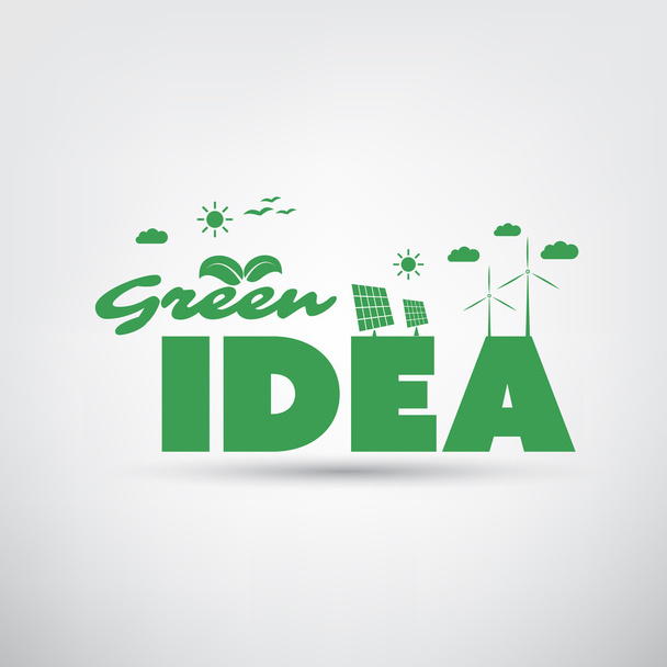Etiqueta de Idea Verde con Eco Iconos
 - Vector, imagen