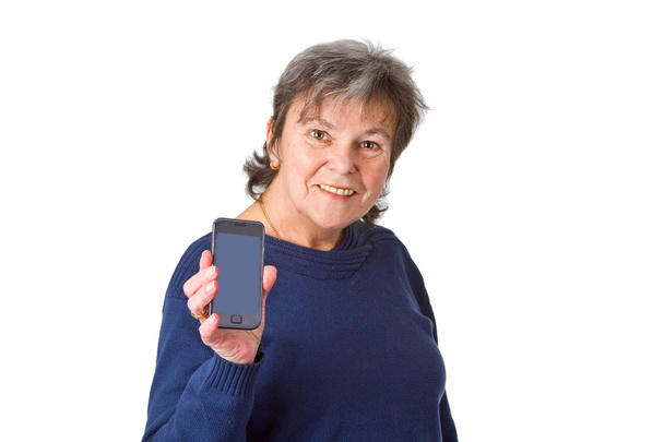 Female senior with her smartphone - Foto, Imagen