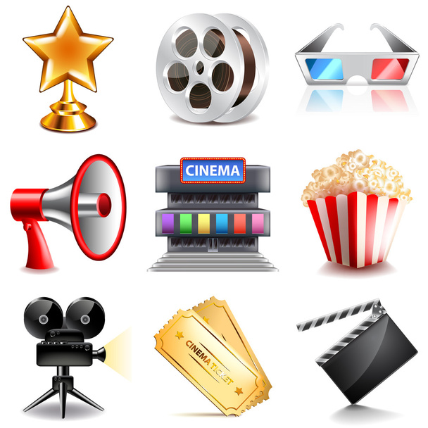 Cinema icons vector set - Vector, Imagen