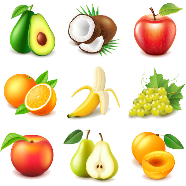 Fruits icons vector set - Vector, Image