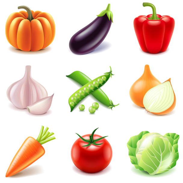 Vegetales iconos vector conjunto
 - Vector, imagen