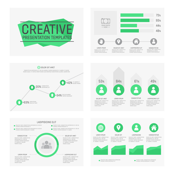Vector template for multipurpose presentation slides with graphs and charts. Infographic element and symbol icon template. Powerpoint templates and themes. - Vector, Image