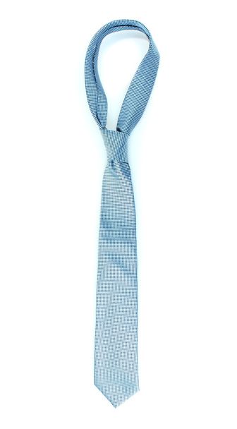 Blue tie on wooden hanger isolated on white - Photo, image
