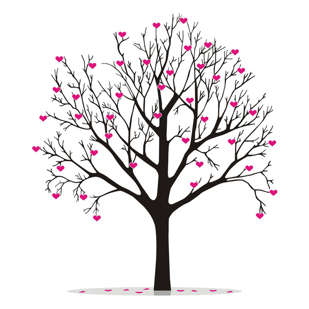 Valentine strom se srdíčky - Vektor, obrázek