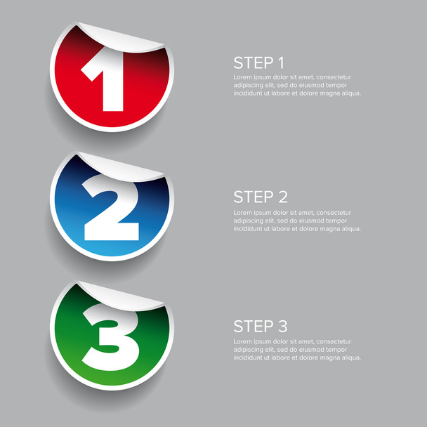 One two three - progress steps vector sticker - Vector, Image