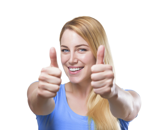 Blonde showing thumbs up. - Photo, Image