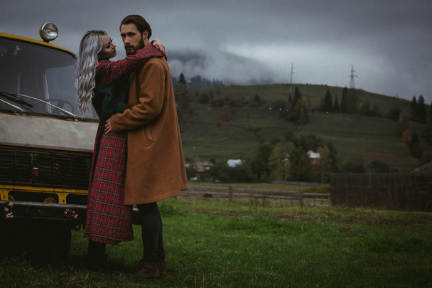 Lov couple in the autumn mountains - Photo, Image