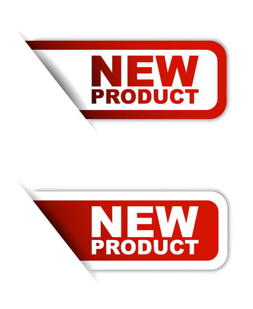 etiqueta engomada elemento de papel vector rojo nuevo producto en dos variantes
 - Vector, imagen