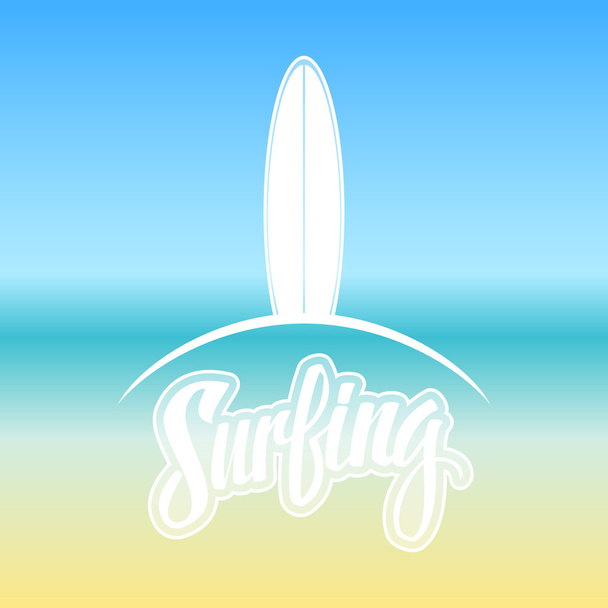 Surffaamassa. Surffata logo tai tunnus suunnittelu. Käsin kirjoitettu sana
. - Vektori, kuva