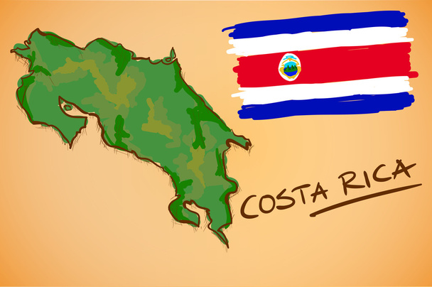 Kosta Rika Haritası ve ulusal bayrak vektör - Vektör, Görsel