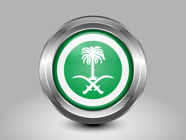 Bandera variante de Arabia Saudita. Icono redondo de metal
 - Vector, Imagen