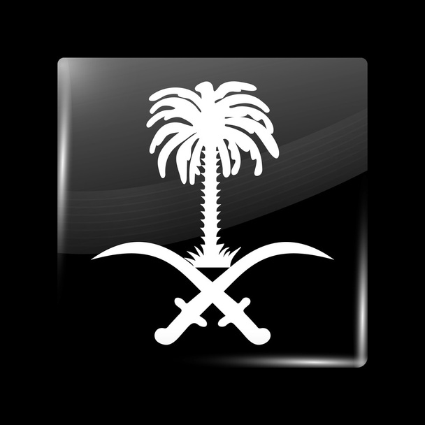 Bandera variante de Arabia Saudita. Icono vidrioso forma cuadrada
 - Vector, imagen