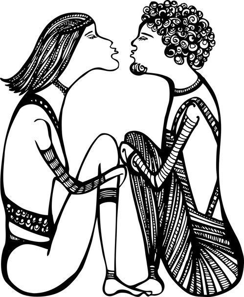schets van een paar van de liefde, klaar om te kussen - Vector, afbeelding