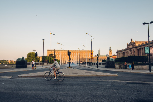 STOCKHOLM, SWEDEN - CIRCA JULY 2014: wide street in the center of  Stockholm, Sweden circa July 2014. - Photo, Image