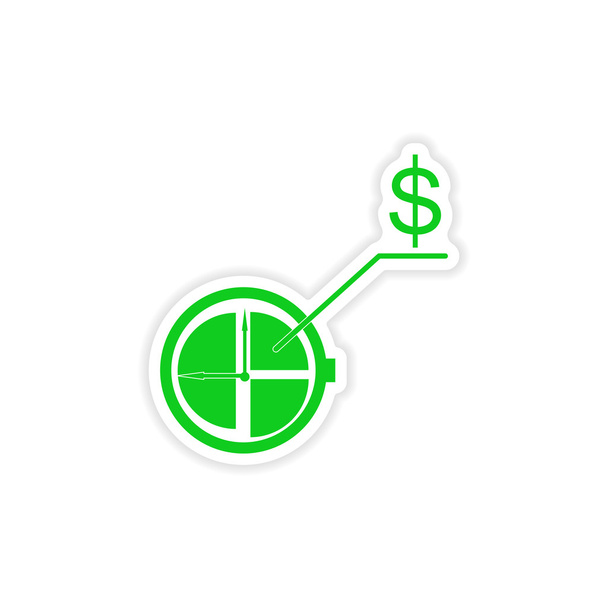 etiqueta elegante no papel Stopwatch dinheiro no fundo branco
 - Vetor, Imagem
