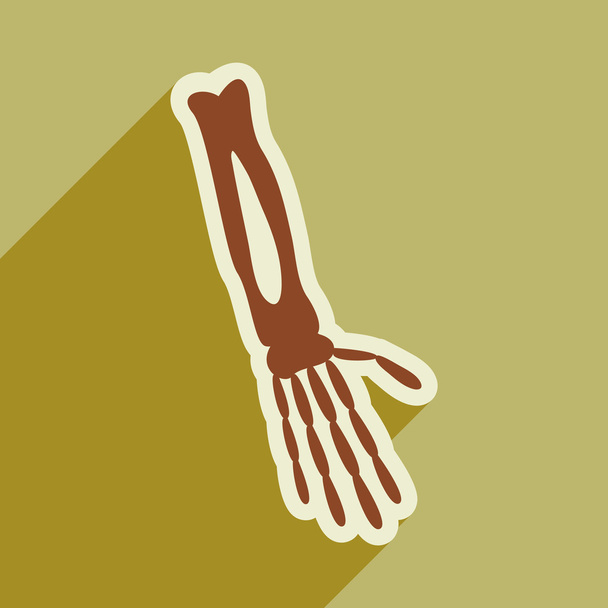 płaskie ikona z długi cień kości ludzkiej ręki - Wektor, obraz