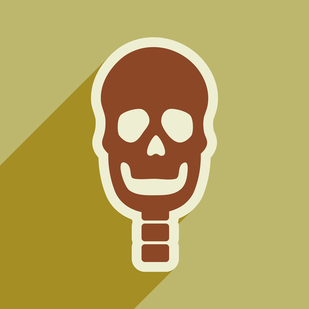 hosszú árnyék emberi koponya lapos ikon - Vektor, kép