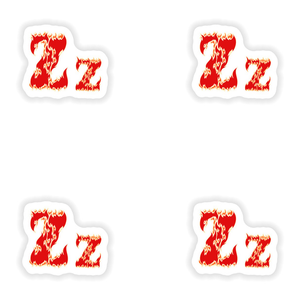 Montage Aufkleber feurige Schrift roter Buchstabe z auf weißem Hintergrund - Vektor, Bild
