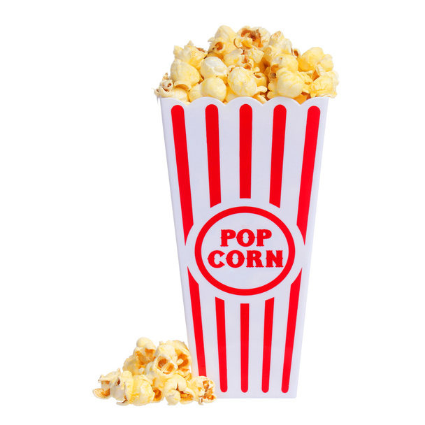 Popcorn en boîte isolée sur fond blanc
 - Photo, image