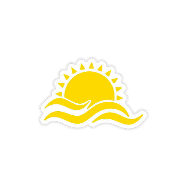 ikona naklejki realistyczne projekt na papierze Słońce morza - Wektor, obraz