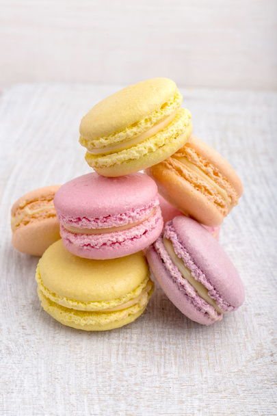 Colorful macarons on vintage pastel background - Zdjęcie, obraz