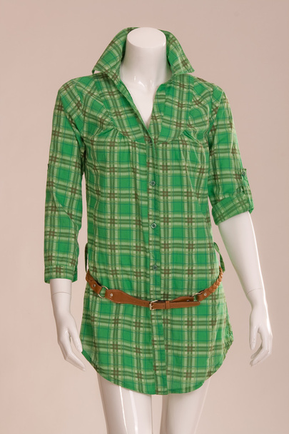 Blusa verde con cinturón
 - Foto, imagen