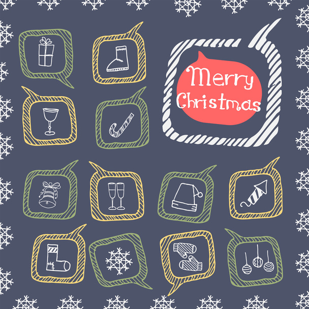 Christmas set icons Doodle - Vector, Image