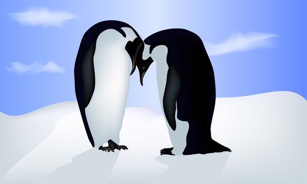 Vector illustration of valentines card with two penguins - Vector, Image